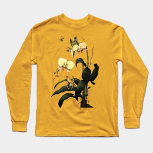 Butterfly and Orchid, Traditional Eastern Asian Style Long Sleeve T-Shirt